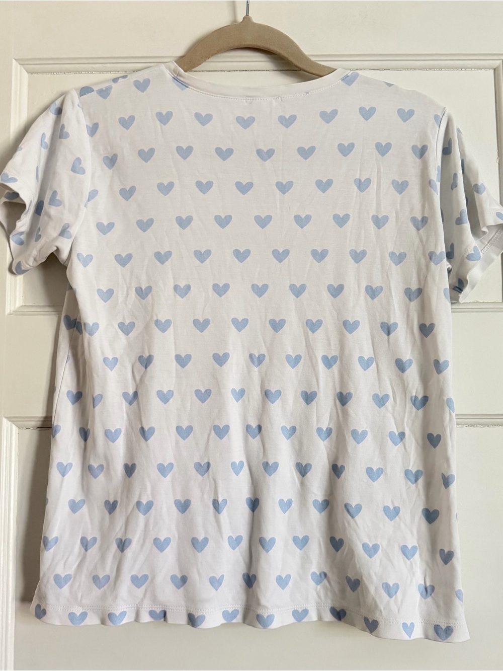 Lake Pajamas Women’s Small Heart Print Pima Cotton Short Sleeve Pajama Sleep Top - Picture 2 of 3
